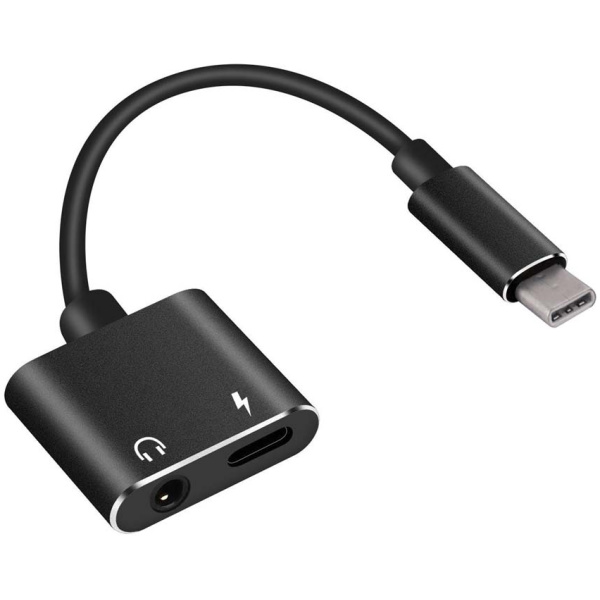POWERTECH αντάπτορας USB-C σε USB-C & 3.5mm θηλυκό CAB-UC031, μαύρος