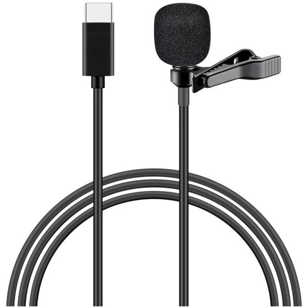 POWERTECH μικρόφωνο CAB-UC048 με ενσωματωμένο clip-on, USB-C, 1.5m μαύρο
