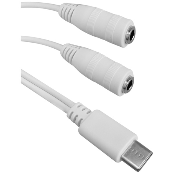 POWERTECH καλώδιο USB-C σε 2x 3.5mm CAB-UC055, 0.20m, λευκό