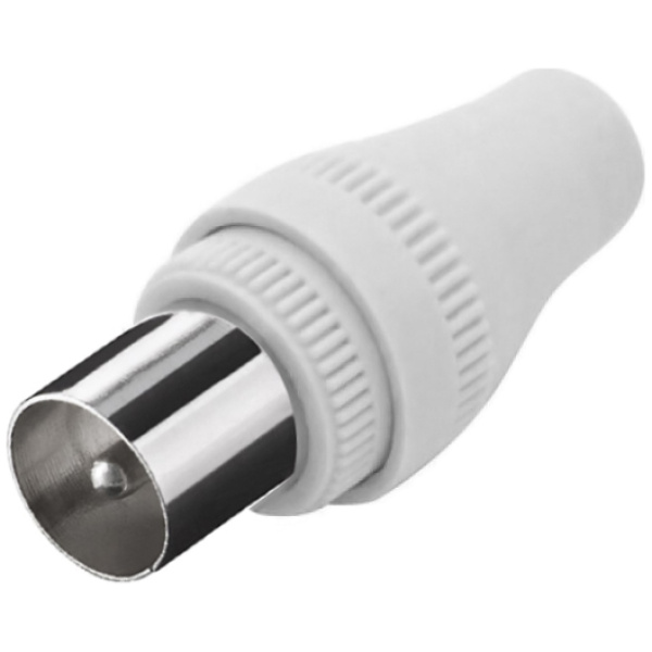 POWERTECH βύσμα PAL 9.5mm αρσενικό CAB-V011 για TV, λευκό, 5τμχ