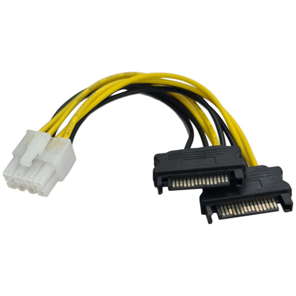 POWERTECH καλώδιο EPS 8pin σε 2x SATA 15pin CAB-W039, 15cm