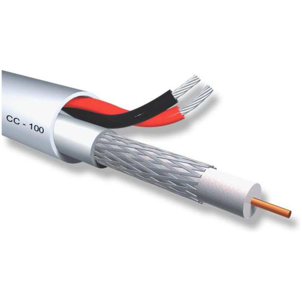 ACCORDIA καλώδιο CCTV CC-100, Mini RG 59/2x 0.50mm2, 75 ohm, White, 100m