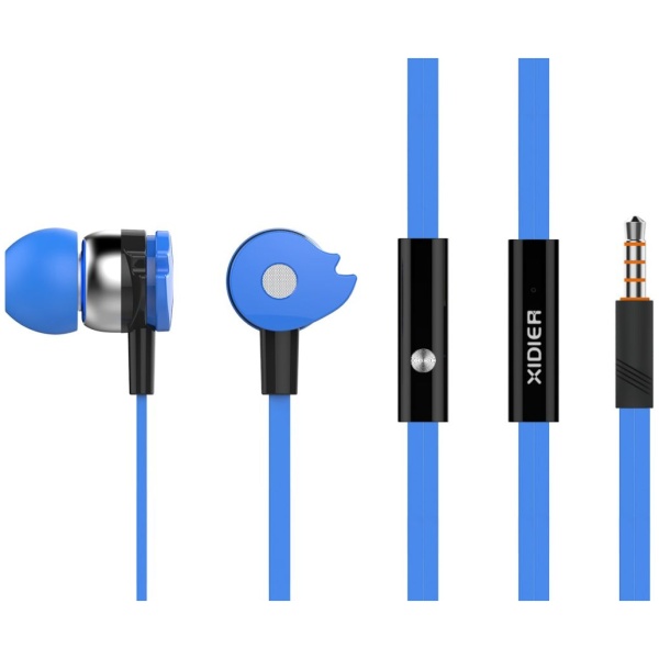 CELEBRAT earphones με μικρόφωνο D1, 3.5mm, Φ10mm, 1.2m flat, μπλε