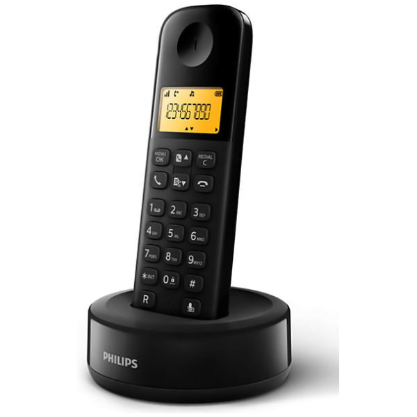 PHILIPS ασύρματο τηλέφωνο D1601B/34, με ελληνικό μενού, μαύρο