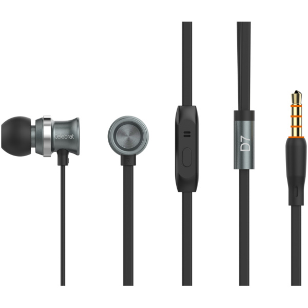 CELEBRAT earphones με μικρόφωνο D7, 3.5mm σύνδεση, Φ10mm, 1.2m, μαύρα