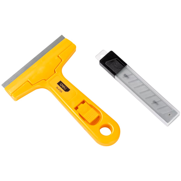 DELI ξύστρα χειρός DL4723 με ανταλλακτικές λάμες, 100mm, κίτρινη