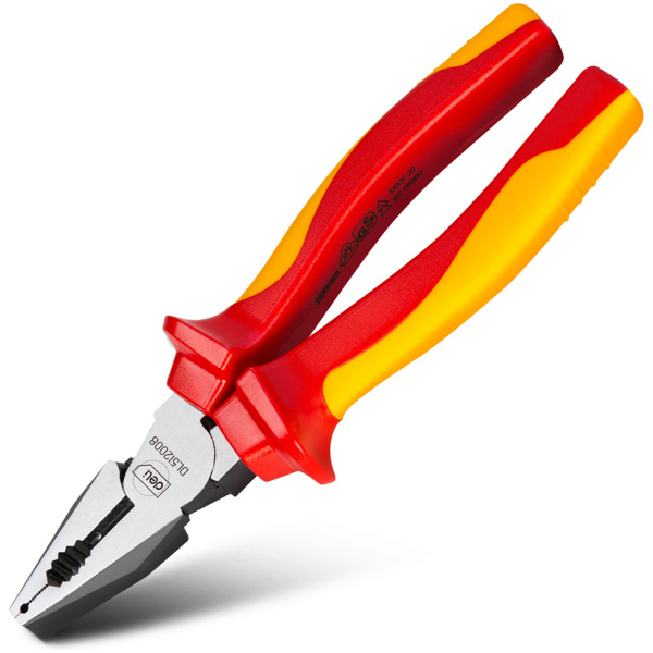 DELI πένσα ηλεκτρολόγου DL512008 με αντιολισθητικές λαβές, VDE 1000V, 200mm