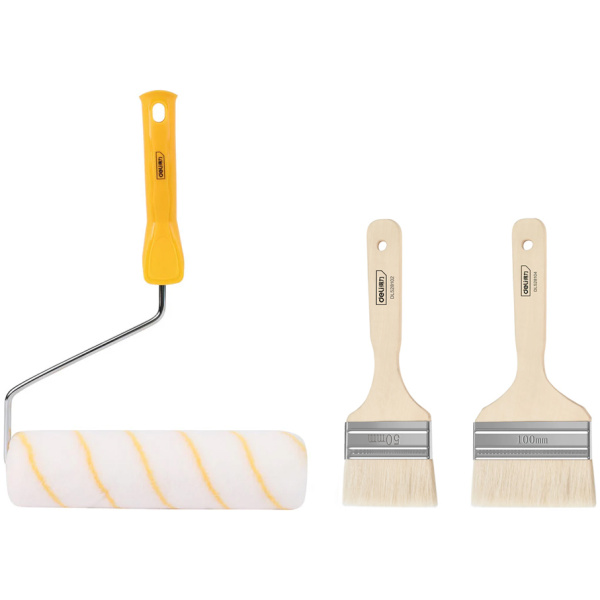 DELI σετ βαφής DL528003, ρολό με λαβή/2x πινέλα, 230mm, 50/100mm, 3τμχ