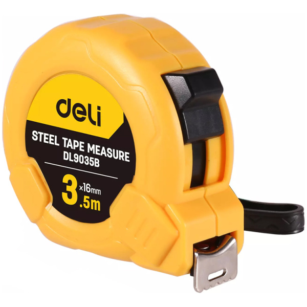 DELI μέτρο DL9035B, με κλείδωμα & clip ζώνης, 3.5m x 16mm