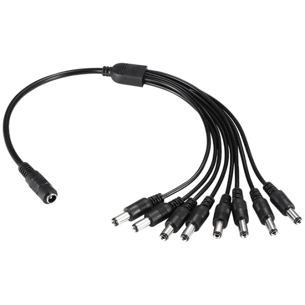 FOLKSAFE splitter DC1F8M, 1 θηλυκό σε 8 αρσενικά, 5.5x2.1mm, 4τμχ