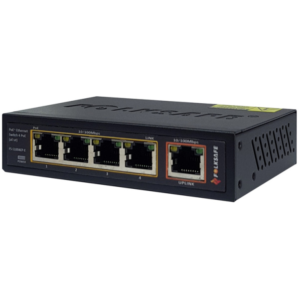 FOLKSAFE PoE Ethernet Switch FS-S1004EP-E, 4 Ports 10/100Mbps