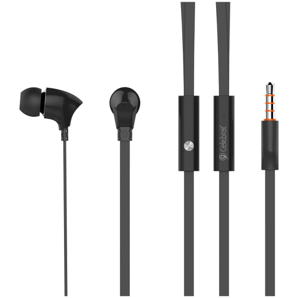 CELEBRAT earphones με μικρόφωνο G3, 3.5mm σύνδεση, Φ10mm, 1.2m, μαύρα