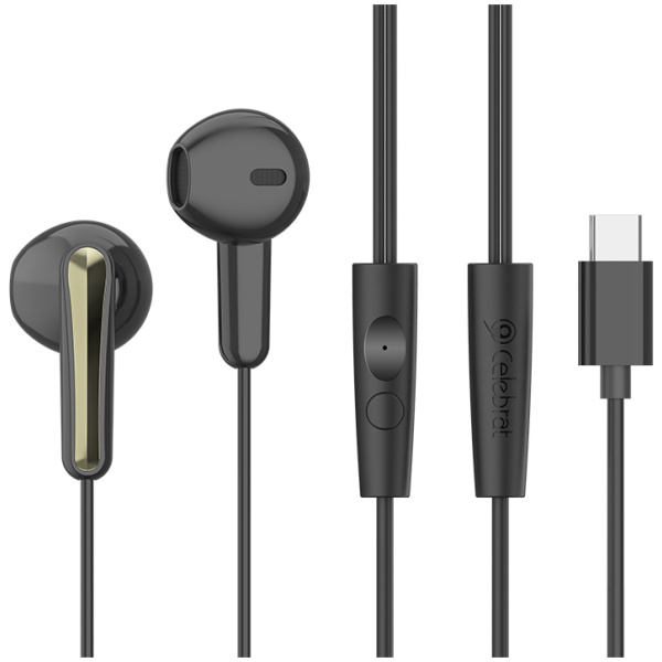 CELEBRAT earphones με μικρόφωνο G37, USB-C σύνδεση, 14.2mm, 1.2m, μαύρα