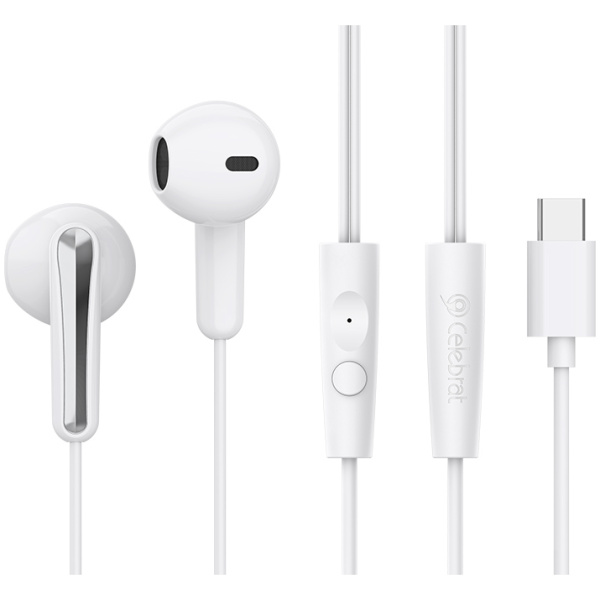 CELEBRAT earphones με μικρόφωνο G37, USB-C σύνδεση, 14.2mm, 1.2m, λευκά