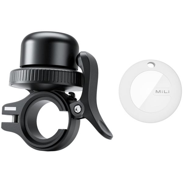MILI κουδούνι ποδηλάτου με smart tag MiTag Duo, iOS & Android, Bluetooth tracker, μαύρο/λευκό