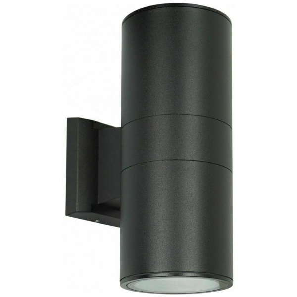 POWERTECH φωτιστικό τοίχου HLL-0190 για 2x GU10 λάμπες, μεταλλικό, IP65, μαύρο