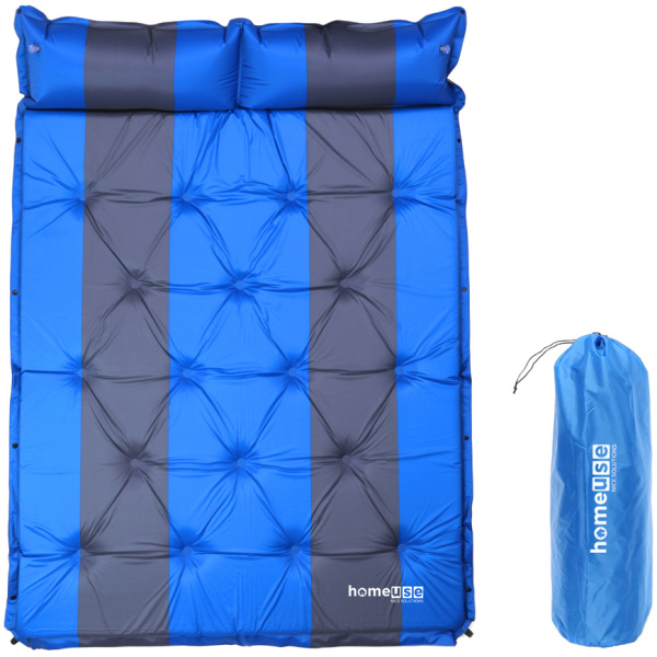 HOME USE αυτοφούσκωτο στρώμα HUH-0238 με μαξιλάρι, διπλό, 192x132x3cm, μπλε/γκρι