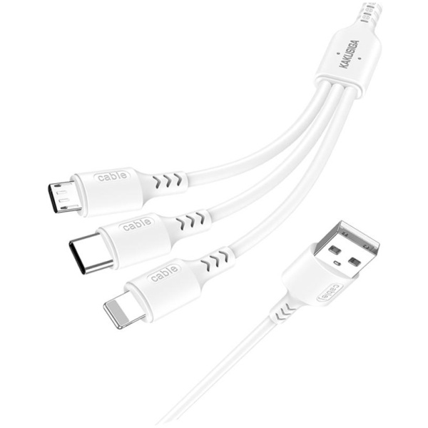 KAKUSIGA καλώδιο USB σε USB-C/Lightning/Micro USB KSC-997, 5A, 1.2m, λευκό