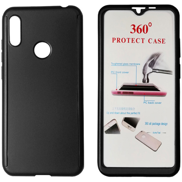 POWERTECH Θήκη Body 360° με Tempered Glass για Huawei Y6/Pro 2019, μαύρη