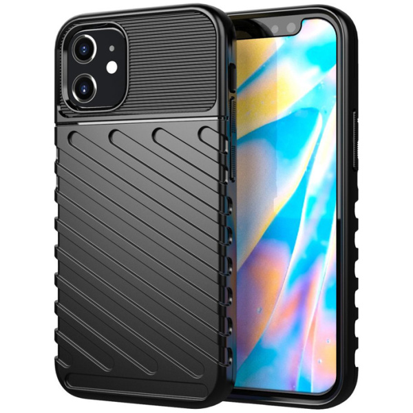 POWERTECH Θήκη Carbon MOB-1558 για  iPhone 12 min, μαύρη