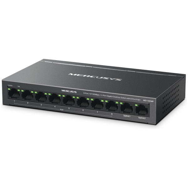 MERCUSYS Desktop Switch MS110CMP, 8x 10/100Mbps PoE+, 2x Gigabit, Ver. 1.0