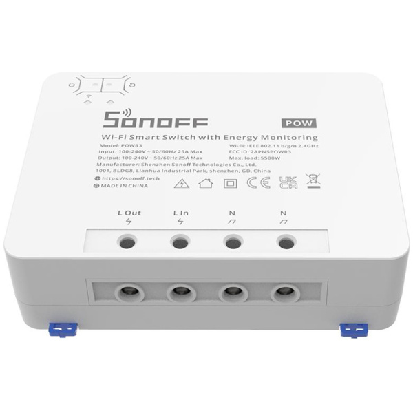 SONOFF smart διακόπτης παρακολούθησης ισχύος POWR3, WiFi, 25A, λευκός