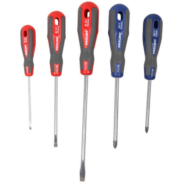 PROLINE σετ κατσαβίδια 10208, 3x ίσια & 2x σταυρωτά, μαγνητικά, 5τμχ