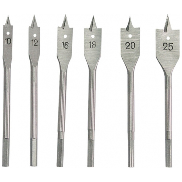 MEGA σετ τρυπάνια ξύλου φτερού 26406, 10-25mm, 6τμχ