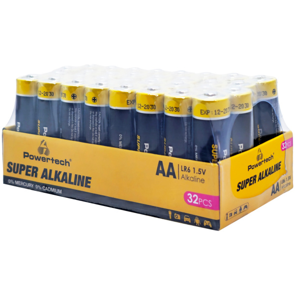 POWERTECH αλκαλικές μπαταρίες Super Alkaline PT-1401, AA, 1.5V, 32τμχ