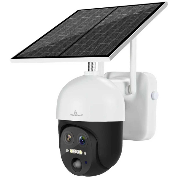 POWERTECH smart ηλιακή κάμερα PT-1497, dual lens, 3MP, 4G, PTZ, SD, IP65