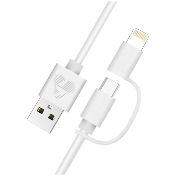 POWERTECH καλώδιο USB σε Micro/Lightning PT-707, MFi, 2.4A, 1m, λευκό