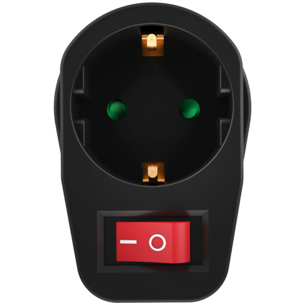 POWERTECH αντάπτορας ρεύματος PT-810, 1x schuko, 16A, μαύρος