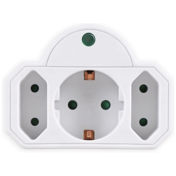 POWERTECH αντάπτορας ρεύματος PT-816, 1x schuko, 2x euro, 16A, λευκός