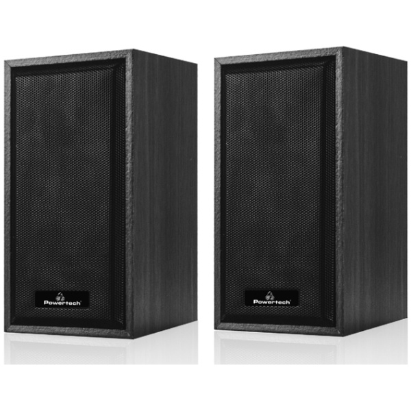 POWERTECH ηχεία Premium sound PT-845 από ξύλο, 2x 3W, 3.5mm, μαύρα