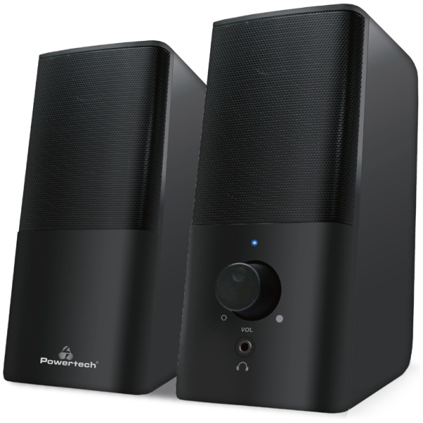 POWERTECH ηχεία Premium sound PT-847, 2x 3W, 3.5mm, μαύρα