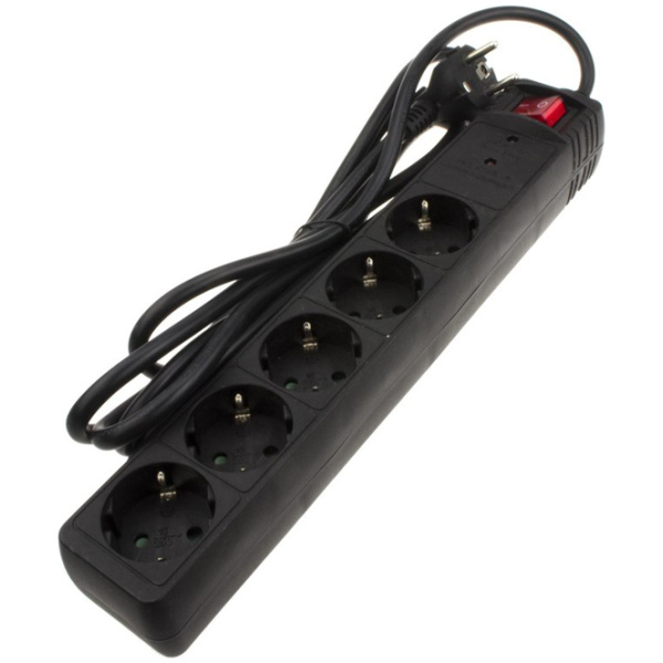 POWERTECH πολύπριζο ασφαλείας PT-883, 5x schuko, 16A, 3m, μαύρο