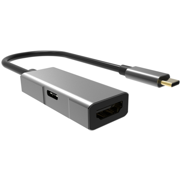 POWERTECH αντάπτορας USB-C σε HDMI PTH-055, 65W PD, 4K, γκρι