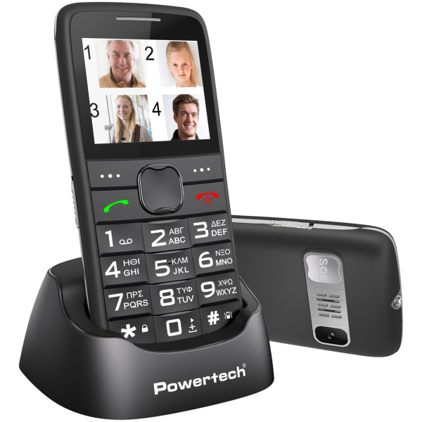 POWERTECH κινητό τηλέφωνο Sentry Eco V2 PTM-18, dual SIM, πλήκτρο SOS, μαύρο