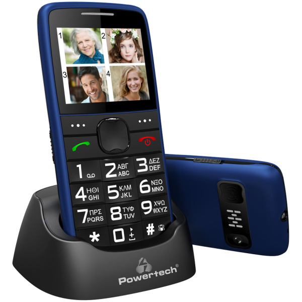 POWERTECH Κινητό Τηλέφωνο Sentry Eco PTM-24, SOS Call, με φακό, μπλε