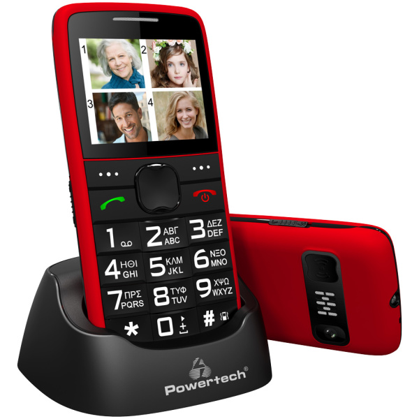 POWERTECH Κινητό Τηλέφωνο Sentry Eco PTM-25, SOS Call, με φακό, κόκκινο