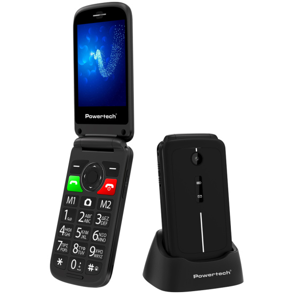 POWERTECH κινητό τηλέφωνο Sentry 2.8, 2.8", dual SIM, πλήκτρο SOS, μαύρο