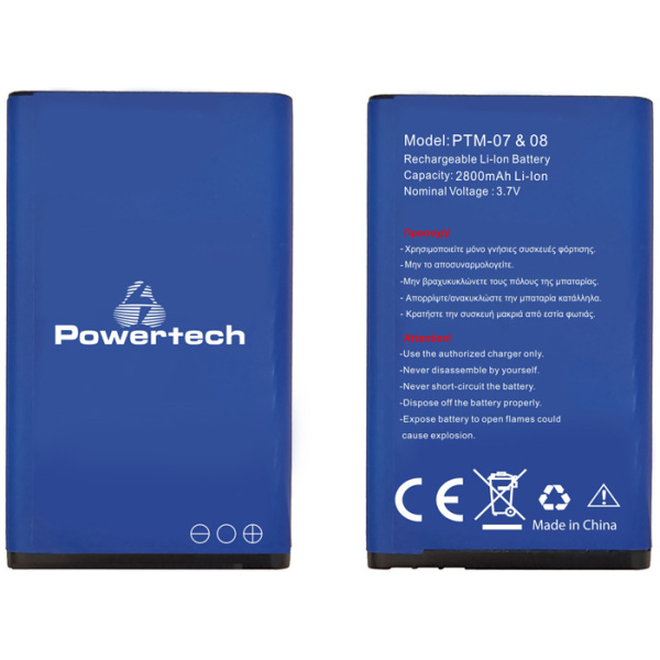 POWERTECH Μπαταρία αντικατάστασης για τα κινητά PTM-07 & 08, 2800mAh