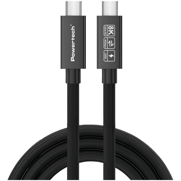 POWERTECH καλώδιο USB-C PTR-0165, USB4, 240W, 40Gbps, 8K/60Hz, 1m, μαύρο