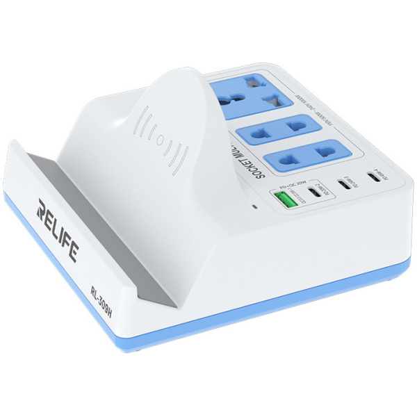 RELIFE σταθμός φόρτισης RL-309H, USB/3x USB-C/3x DC/wireless, 72W, λευκός