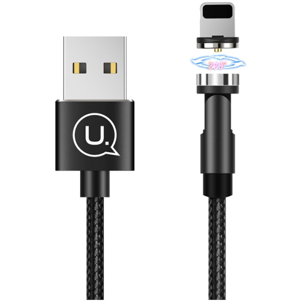 USAMS καλώδιο USB σε lightning US-SJ472, μαγνητικό, 2.1A, 1m, μαύρο