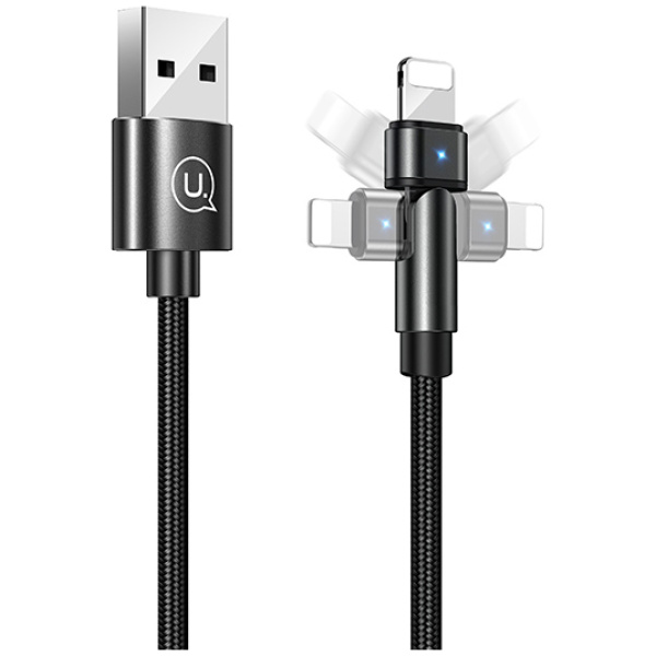 USAMS καλώδιο Lightning σε USB US-SJ476, περιστρεφόμενο, 2.1A, 1m, μαύρο