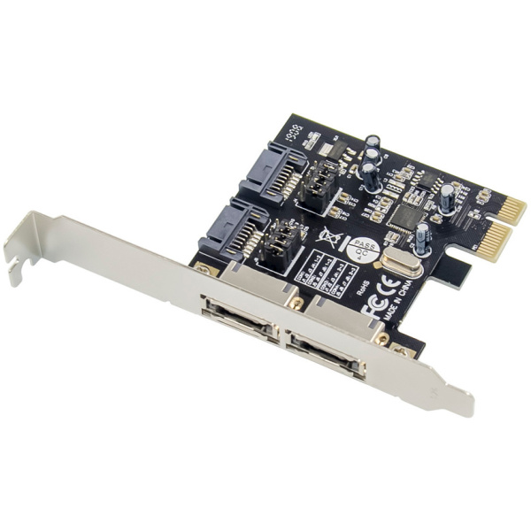 POWERTECH κάρτα επέκτασης PCIe σε 2x SATA ST51, ASM1061, low profile