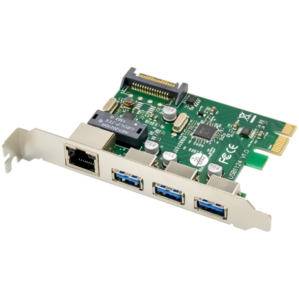 POWERTECH κάρτα επέκτασης PCIe σε USB 3.0 & GbE LAN ST642, VL805&RTL8153