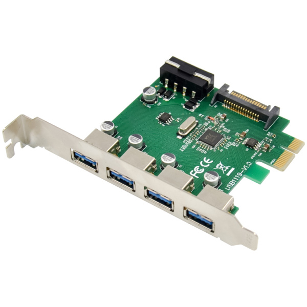 POWERTECH κάρτα επέκτασης PCIe σε 4x USB 3.0 ST66, VL805 + RTL8153