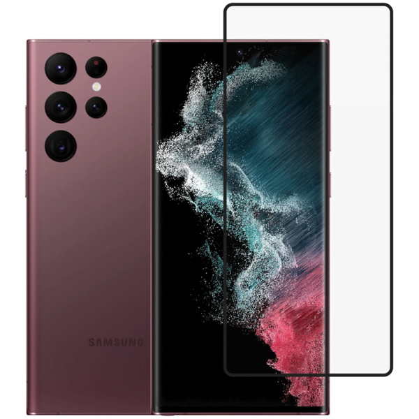 POWERTECH tempered glass 3D, full glue, Samsung S22 Ultra 5G, μαύρο